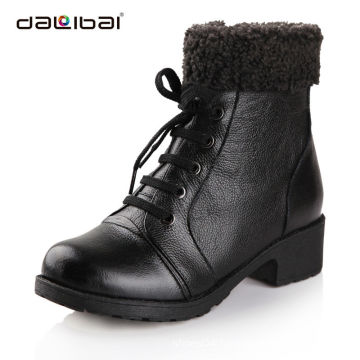 Women leather winter flat safety work shoes boots